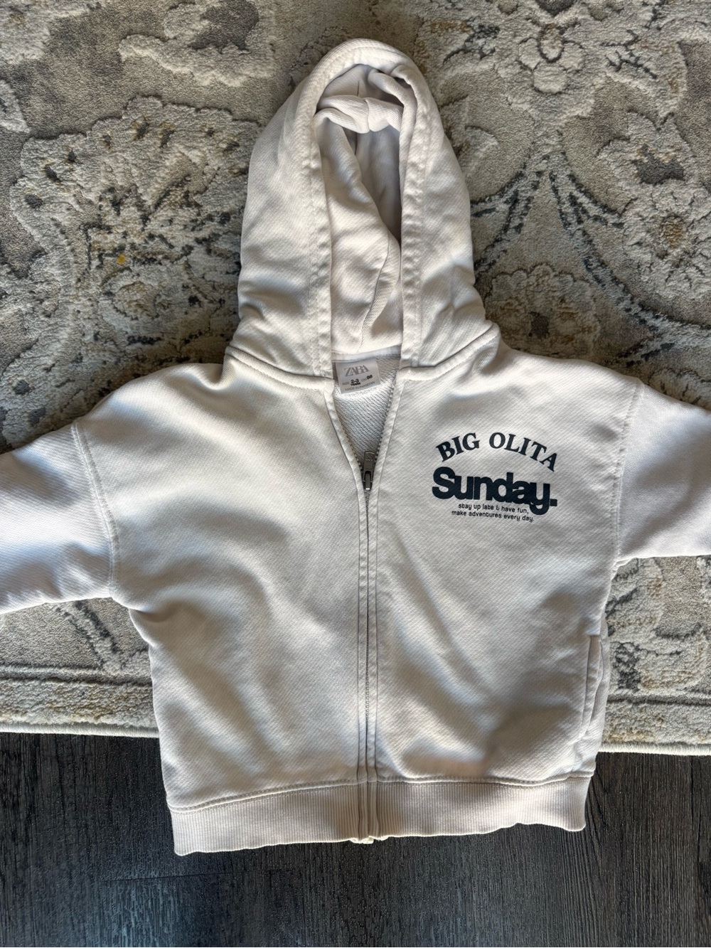 Zara kids cream Big Olita Hooded Zip-Up Sweatshirt for Kids